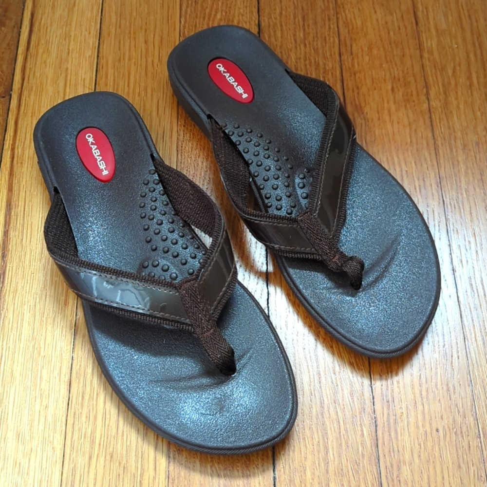 Brown Okabashi Flip Flop Sandals - New!